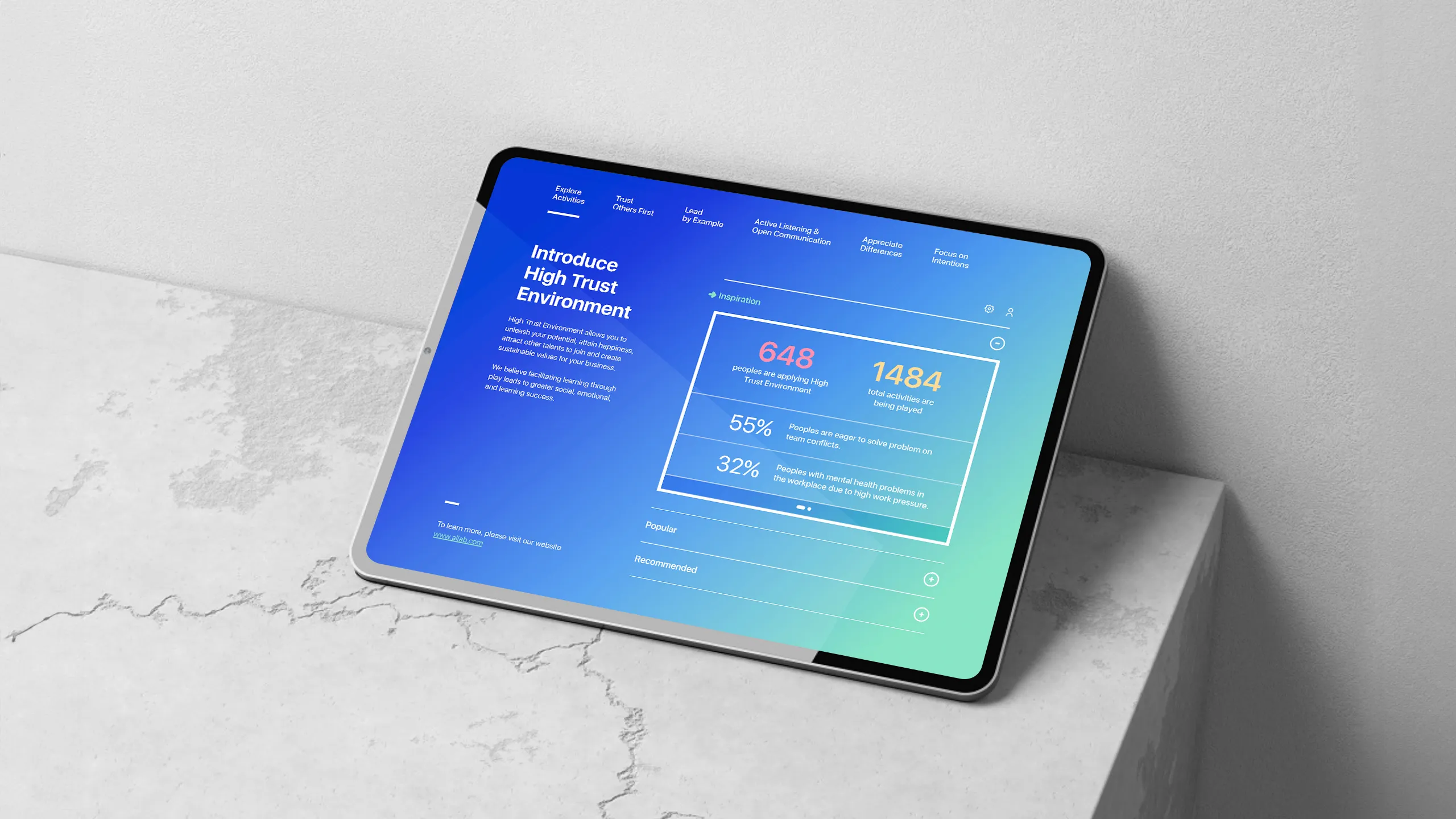 A device showing Facilitation Tool interface
